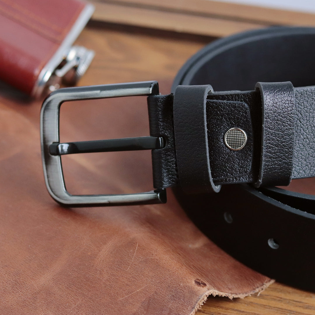 Handmade Unique Engraved Black Leather Belt