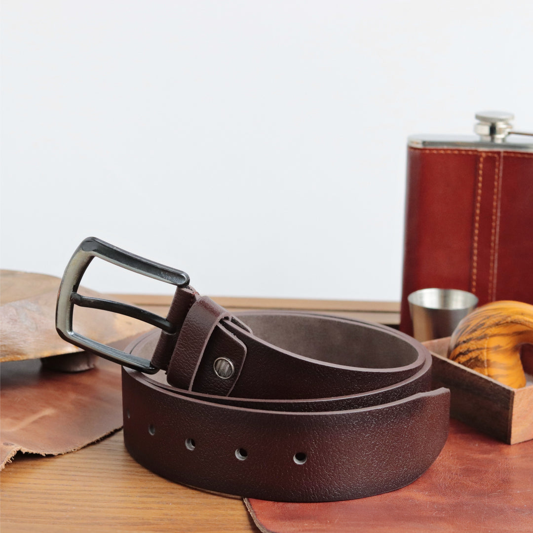 Handmade Unique Engraved Brown Leather Belt