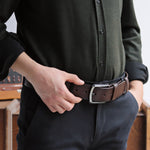 Load image into Gallery viewer, Handmade Unique Engraved Brown Leather Belt
