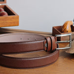 Load image into Gallery viewer, Personalized Refined Brown Leather Men Belt
