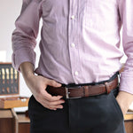 Load image into Gallery viewer, Personalized Refined Brown Leather Men Belt
