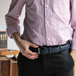 Load image into Gallery viewer, Personalized Refined Navy Leather Men Belt
