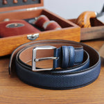 Load image into Gallery viewer, Personalized Refined Navy Leather Men Belt
