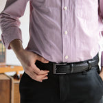 Load image into Gallery viewer, Personalized Refined Black Leather Men Belt
