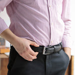 Load image into Gallery viewer, Personalized Refined Black Leather Men Belt
