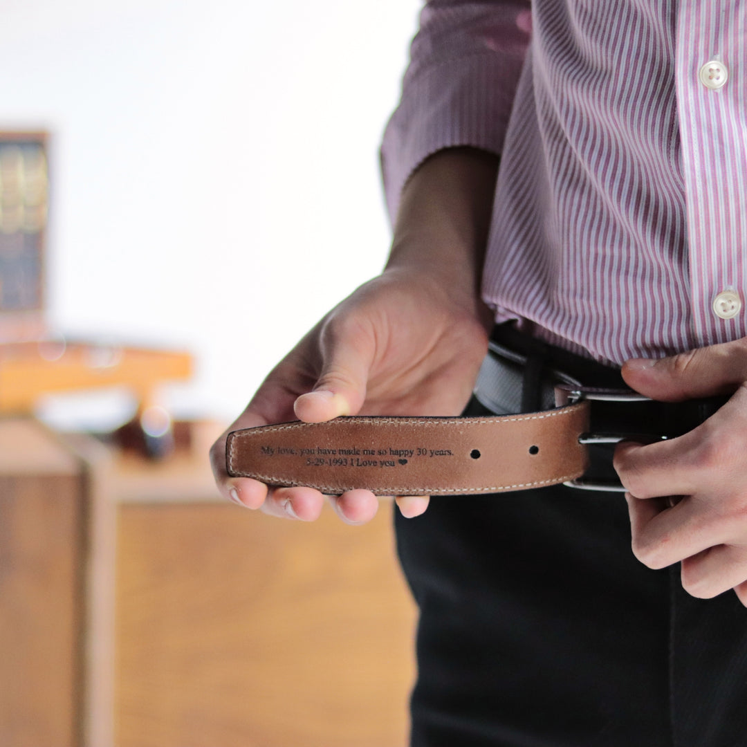 Personalized Refined Black Leather Men Belt