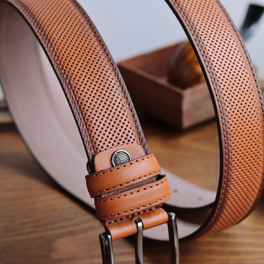 Personalized Refined Tan Leather Men Belt