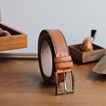 Load image into Gallery viewer, Personalized Refined Tan Leather Men Belt
