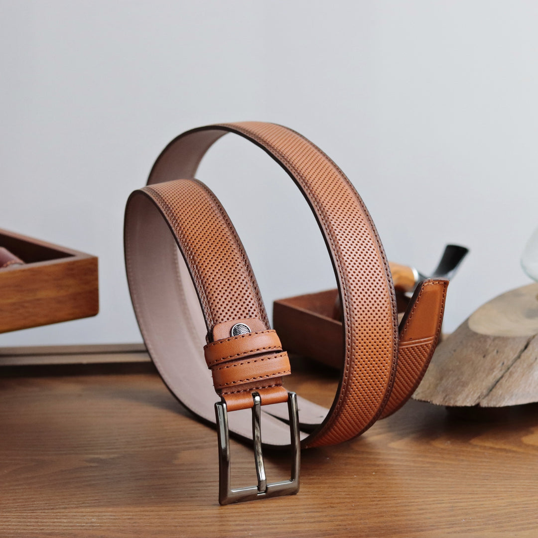 Personalized Refined Tan Leather Men Belt