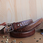 Load image into Gallery viewer, Exclusive Handmade Brown Leather Belt
