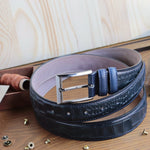 Load image into Gallery viewer, Exclusive Handmade Navy Leather Belt 
