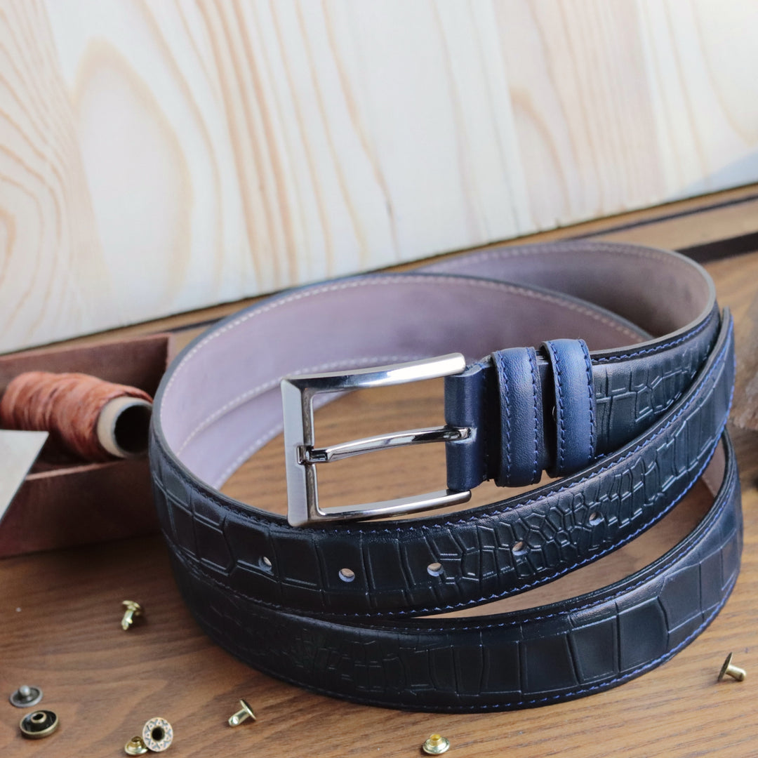 Exclusive Handmade Navy Leather Belt 