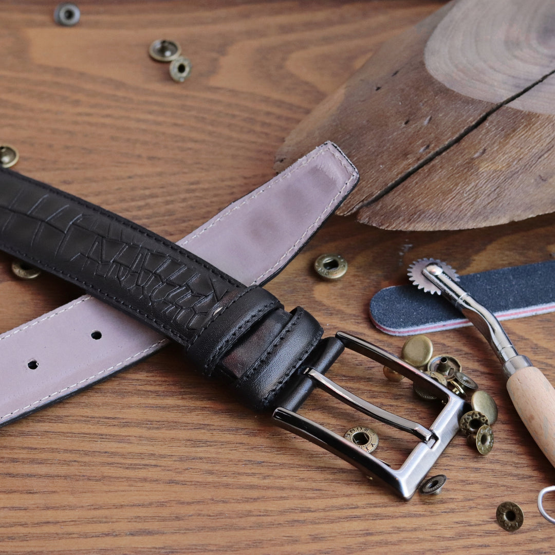 Exclusive Handmade Black Leather Belt