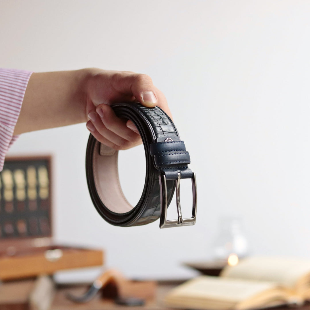 Exclusive Handmade Navy Leather Belt 