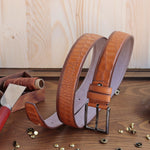 Load image into Gallery viewer, Exclusive Handmade Tan Leather Belt 
