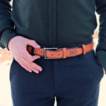 Load image into Gallery viewer, Customizable Tan Engraved Leather Belt
