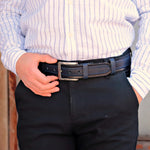 Load image into Gallery viewer, Unique Personalized Navy Leather Belt
