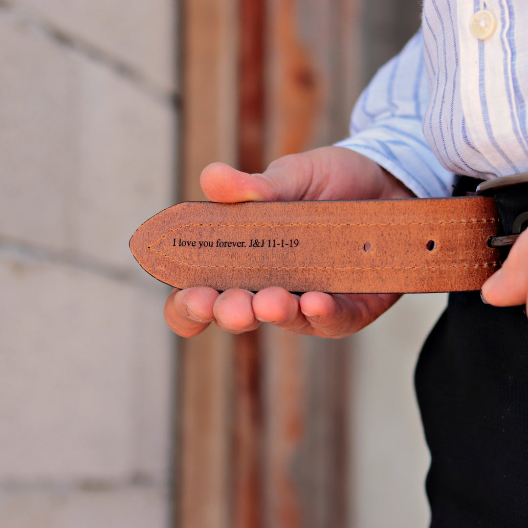 Unique Personalized Tan Leather Belt