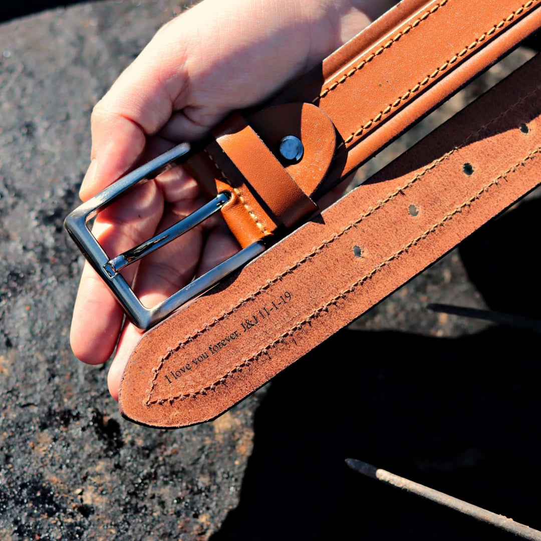 Unique Personalized Navy Leather Belt