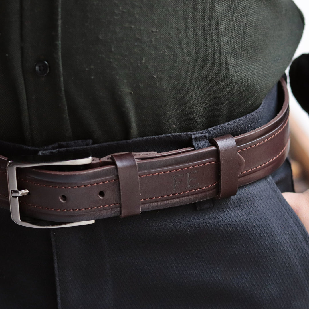 Unique Personalized Brown Leather Belt