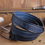 Load image into Gallery viewer, Unique Personalized Navy Leather Belt
