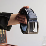 Load image into Gallery viewer, Unique Personalized Navy Leather Belt
