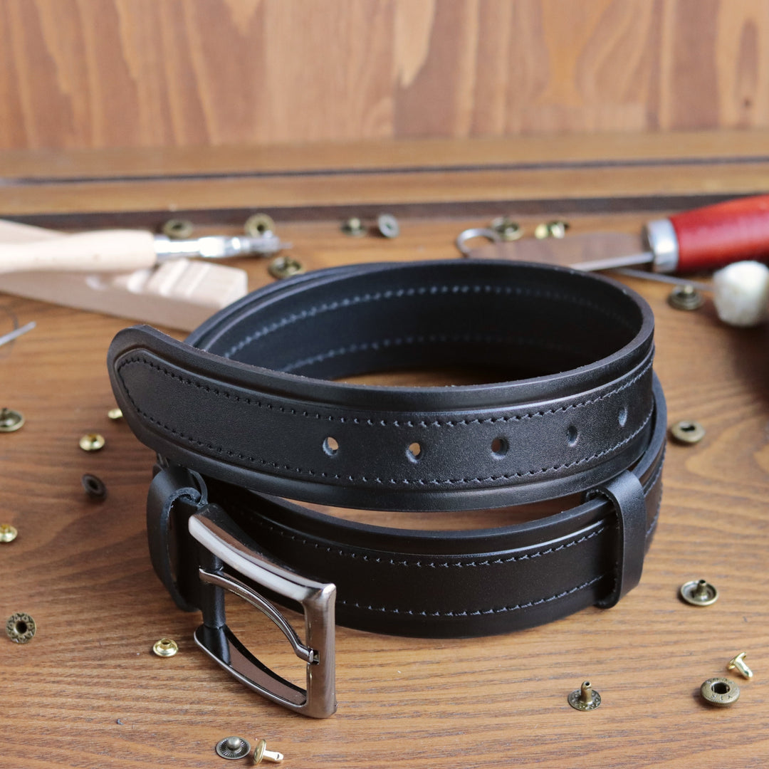 Unique Personalized Black Leather Belt