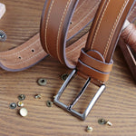 Load image into Gallery viewer, Unique Personalized Tan Leather Belt
