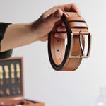 Load image into Gallery viewer, Unique Personalized Navy Leather Belt
