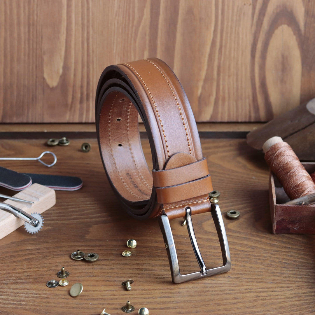 Unique Personalized Tan Leather Belt