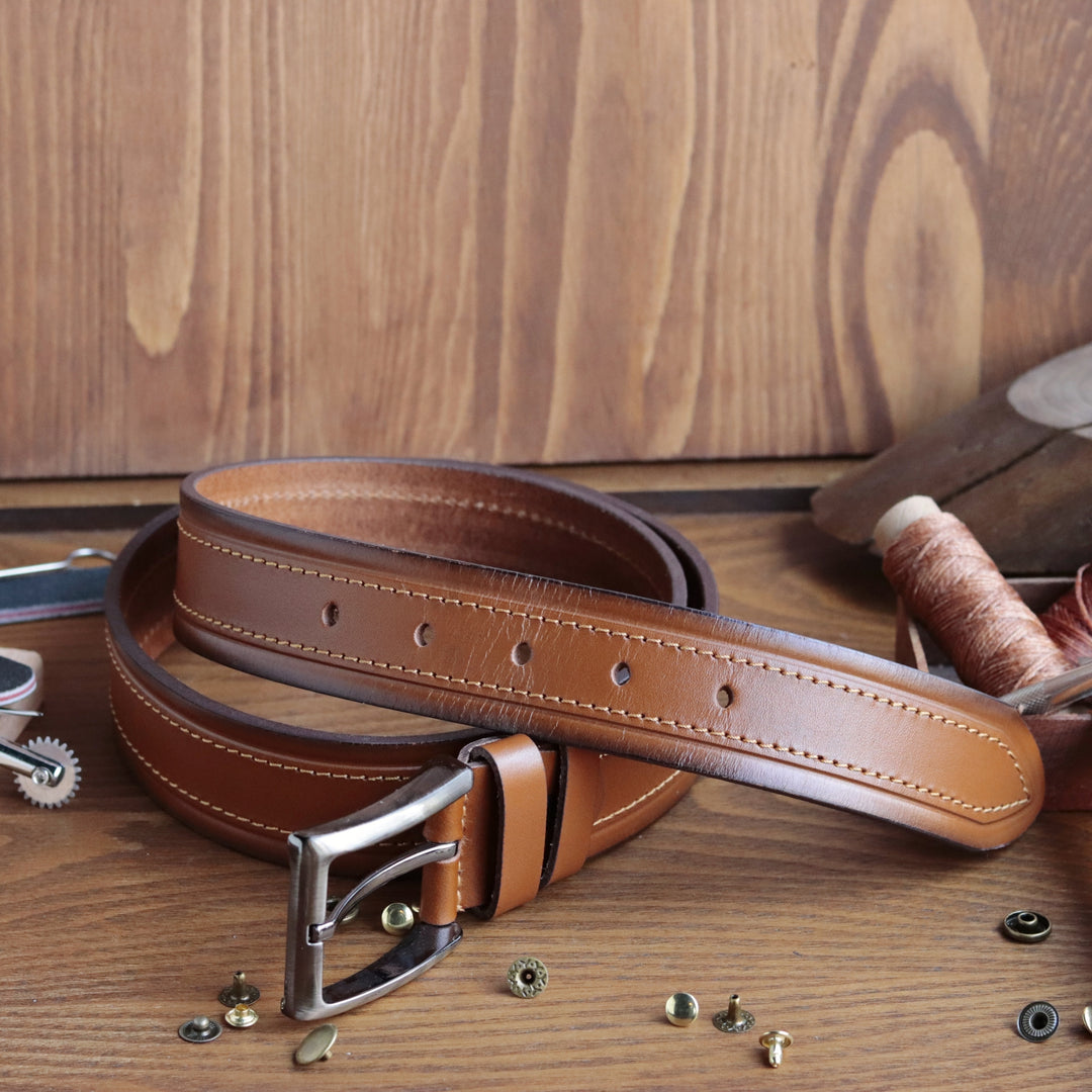 Unique Personalized Tan Leather Belt