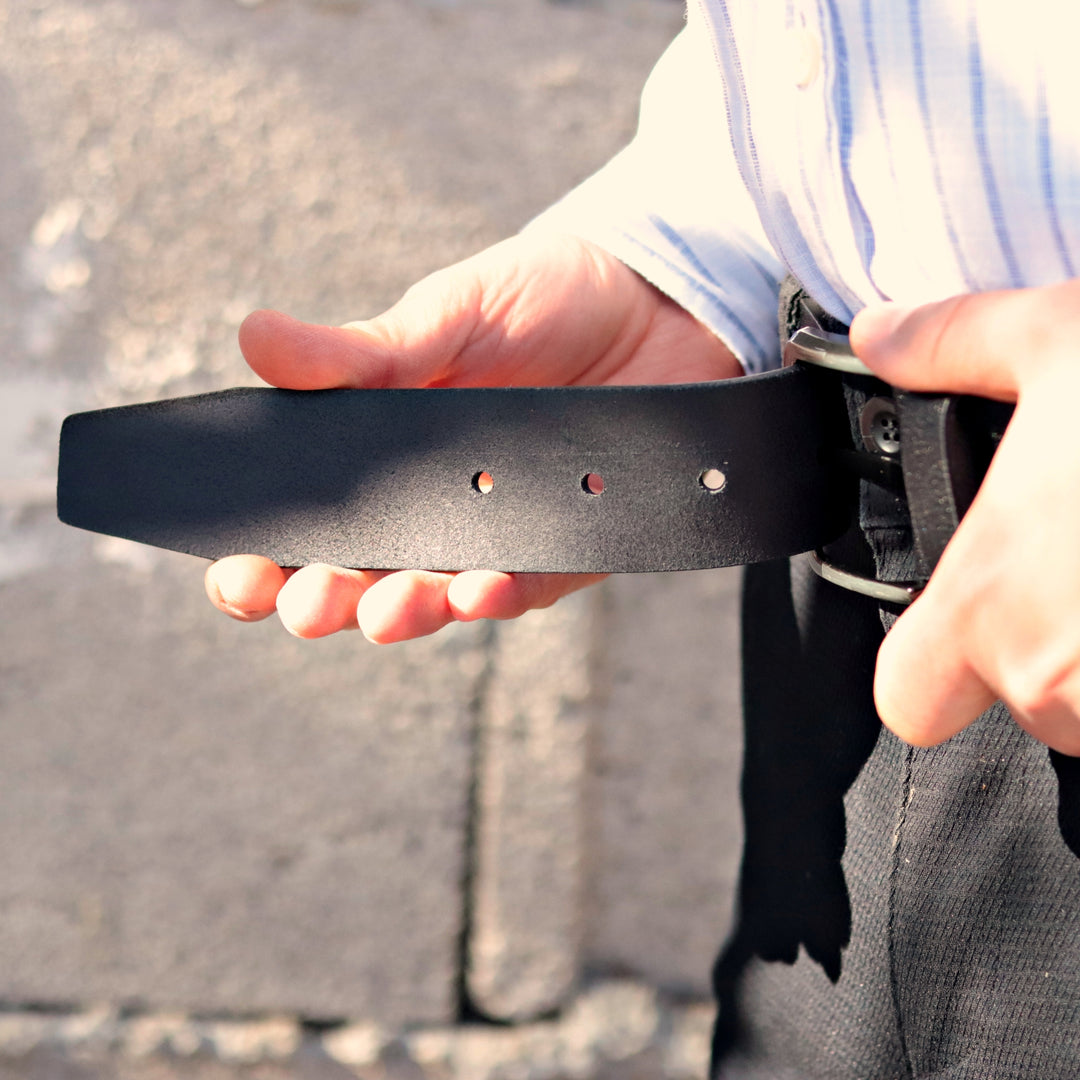 Handmade Unique Engraved Black Leather Belt