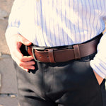 Load image into Gallery viewer, Handmade Unique Engraved Brown Leather Belt
