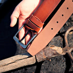 Load image into Gallery viewer, Handmade Unique Engraved Tan Leather Belt
