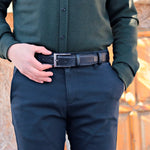 Load image into Gallery viewer, Personalized Refined Black Leather Men Belt
