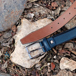 Load image into Gallery viewer, Personalized Refined Navy Leather Men Belt
