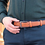 Load image into Gallery viewer, Personalized Refined Tan Leather Men Belt
