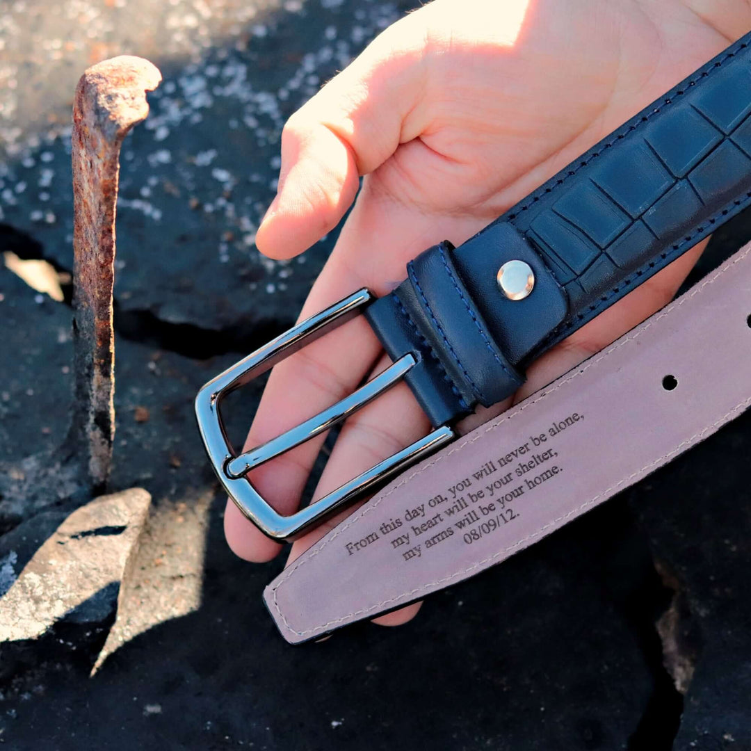 Exclusive Handmade Navy Leather Belt 