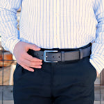 Load image into Gallery viewer, Personalized Premium Handmade Black Leather Belt
