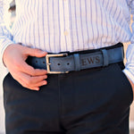 Load image into Gallery viewer, Personalized Premium Handmade Navy Leather Belt
