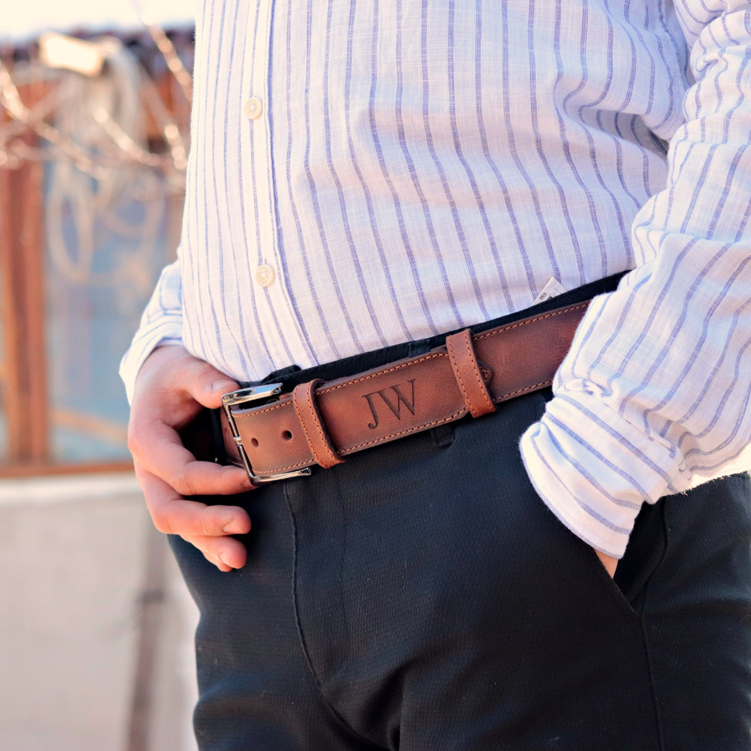 Personalized Premium Handmade Tan Leather Belt