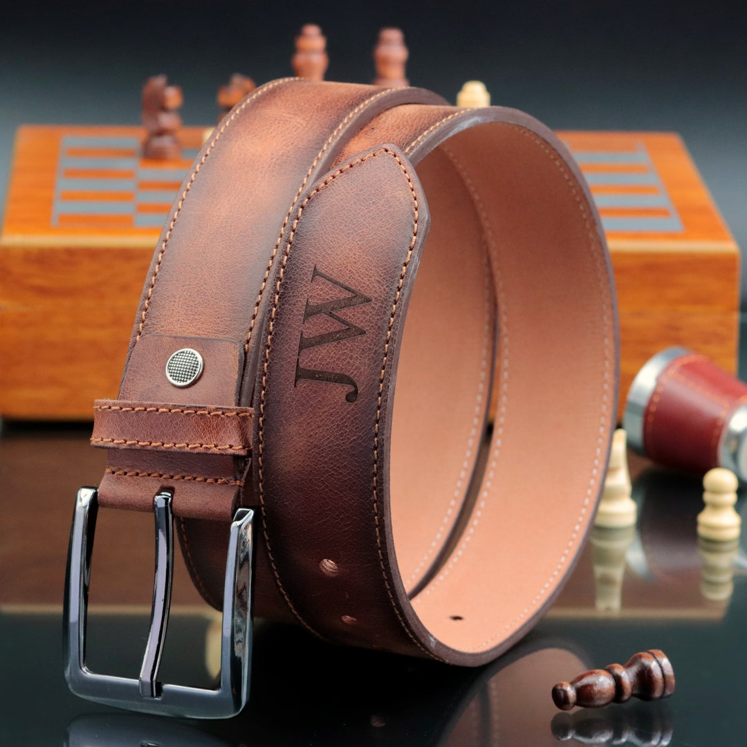 Personalized Premium Handmade Tan Leather Belt