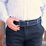 Load image into Gallery viewer, Personalized Stylish Special Occasion Gift Navy Leather Belt
