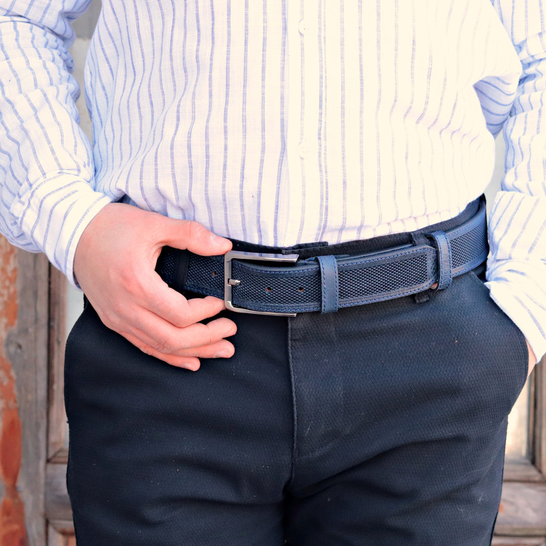 Personalized Stylish Special Occasion Gift Navy Leather Belt