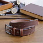 Load image into Gallery viewer, Personalized Stylish Special Occasion Gift Brown Leather Belt
