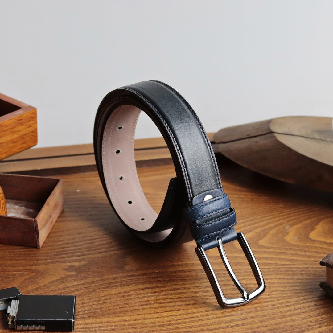 Customizable Black Engraved Leather Belt