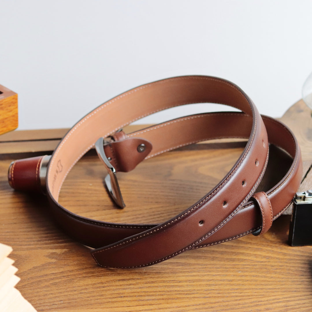 Customizable Brown Engraved Leather Belt