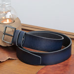 Load image into Gallery viewer, Handmade Unique Engraved Navy Leather Belt
