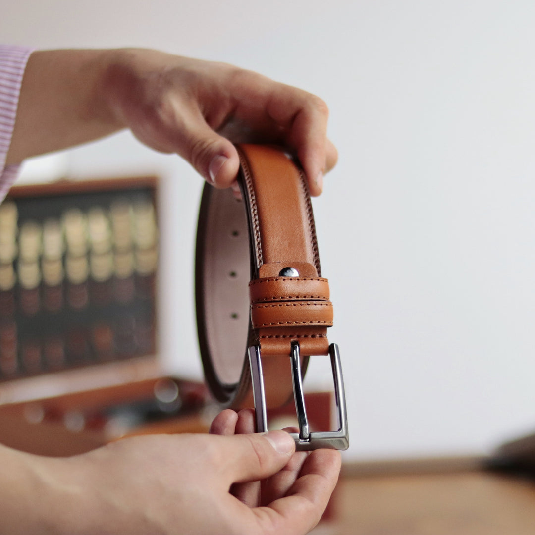 Customizable Black Engraved Leather Belt