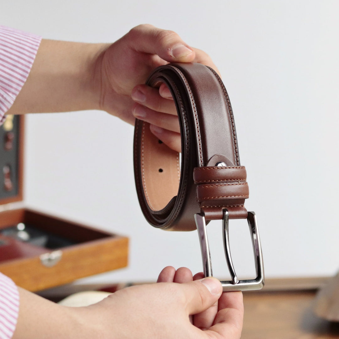 Customizable Brown Engraved Leather Belt